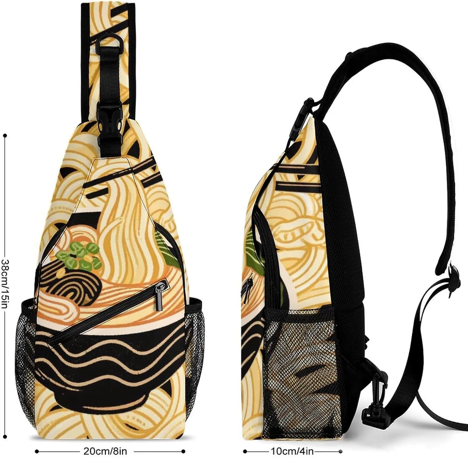 Men Sling Backpack Packable Breathable Shoulder Chest Crossbody Bag - Ramen Noodles Texture Art Anti-Theft Multipurpose Rucksack Tote Bags With Adjustable Shoulder Strap