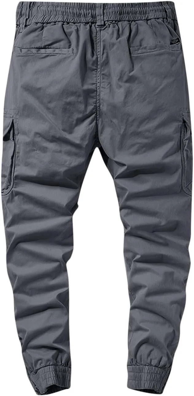 Men's Cargo Pants Elastic Waist Stretch Tactical Joggers for Men Outdoor Work Athletic Casual Pants with Pockets