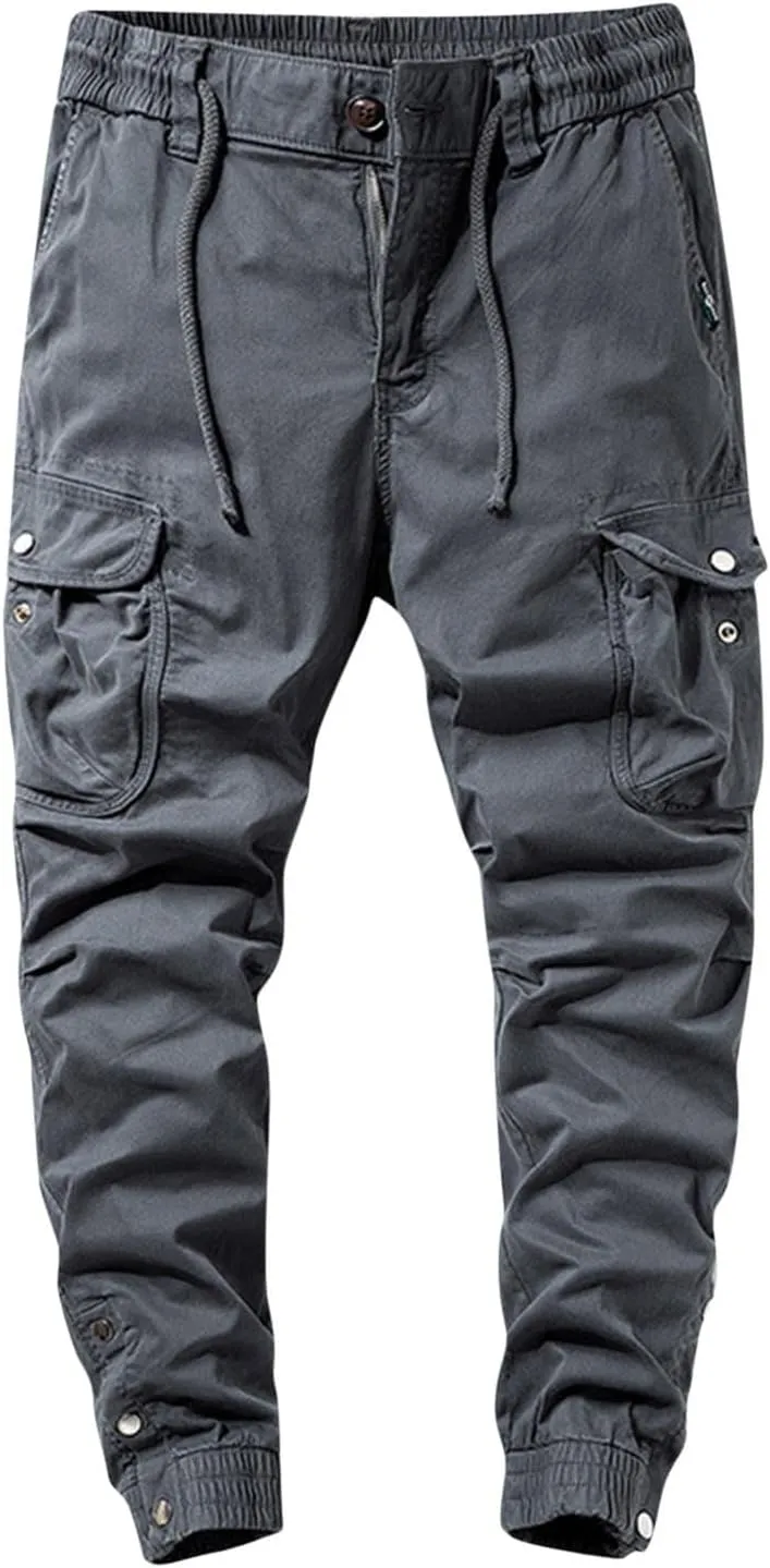 Men's Cargo Pants Elastic Waist Stretch Tactical Joggers for Men Outdoor Work Athletic Casual Pants with Pockets