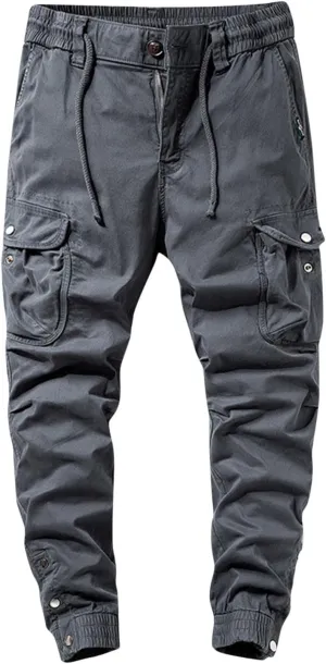 Men's Cargo Pants Elastic Waist Stretch Tactical Joggers for Men Outdoor Work Athletic Casual Pants with Pockets