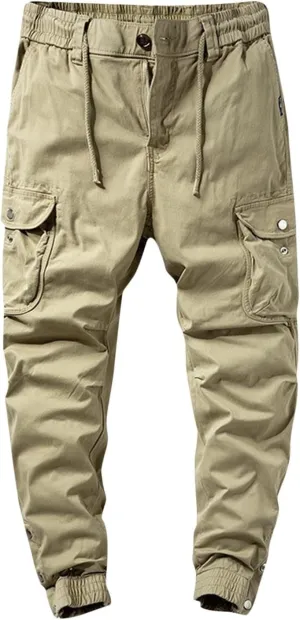 Men's Cargo Pants Elastic Waist Stretch Tactical Joggers for Men Outdoor Work Athletic Casual Pants with Pockets