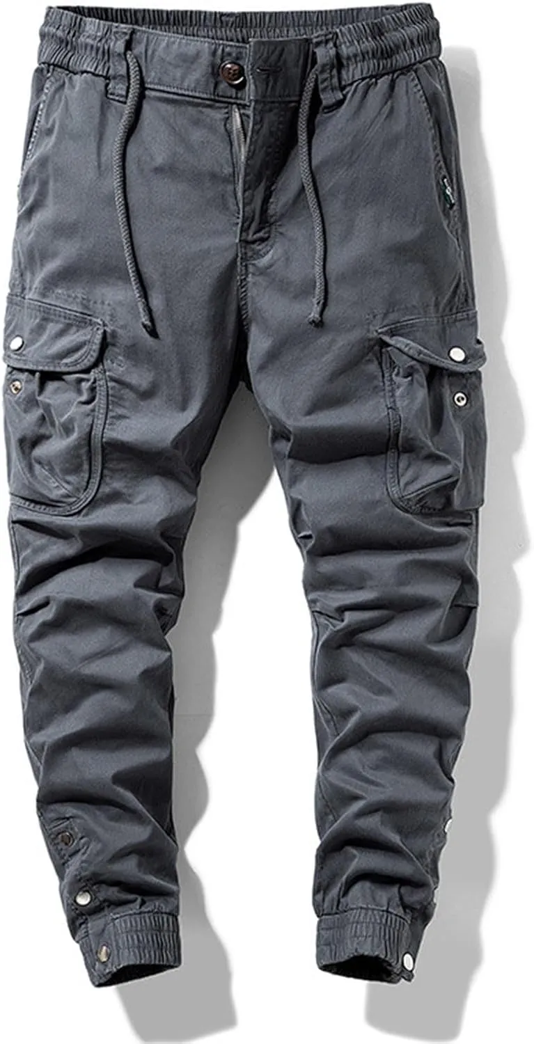 Men's Cargo Pants Elastic Waist Stretch Tactical Joggers for Men Outdoor Work Athletic Casual Pants with Pockets