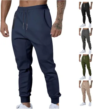 Mens Jogger Pants Gym Slim Fit Elastic Waist Drawstring Sweatpants with Pocket Athletic Pants for Training Running
