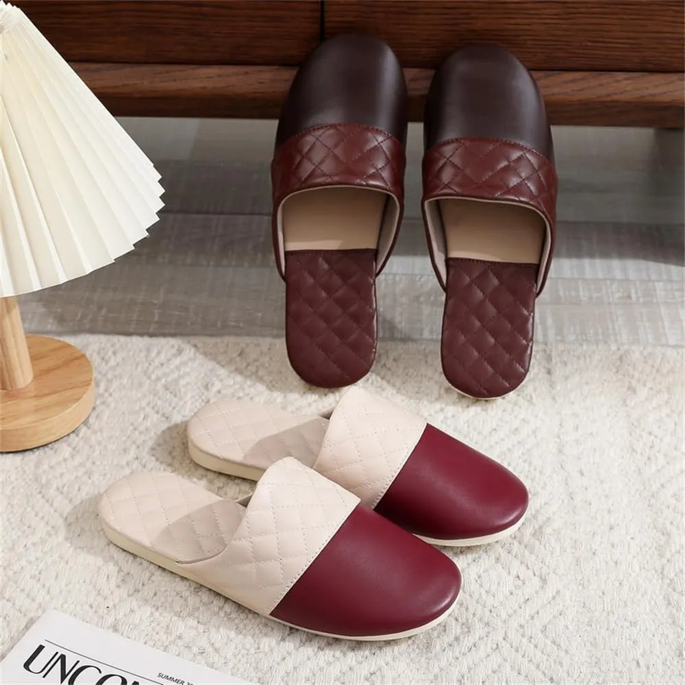 Men's Leather Slippers Genuine Leather Slippers for Men Scuff Slippers with Memory Foam