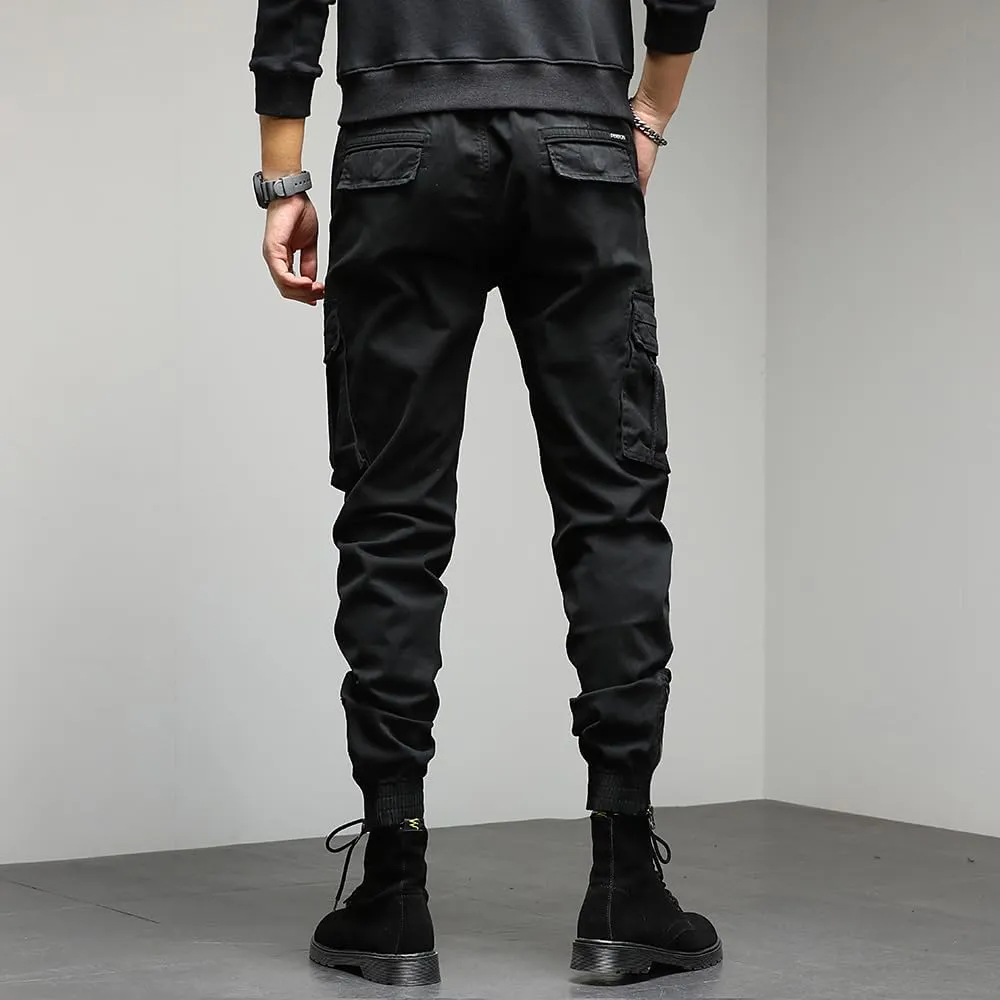 Men's Regular Fit Cargo Pants Drawstring Cotton Multi Pockets Tactical Pants