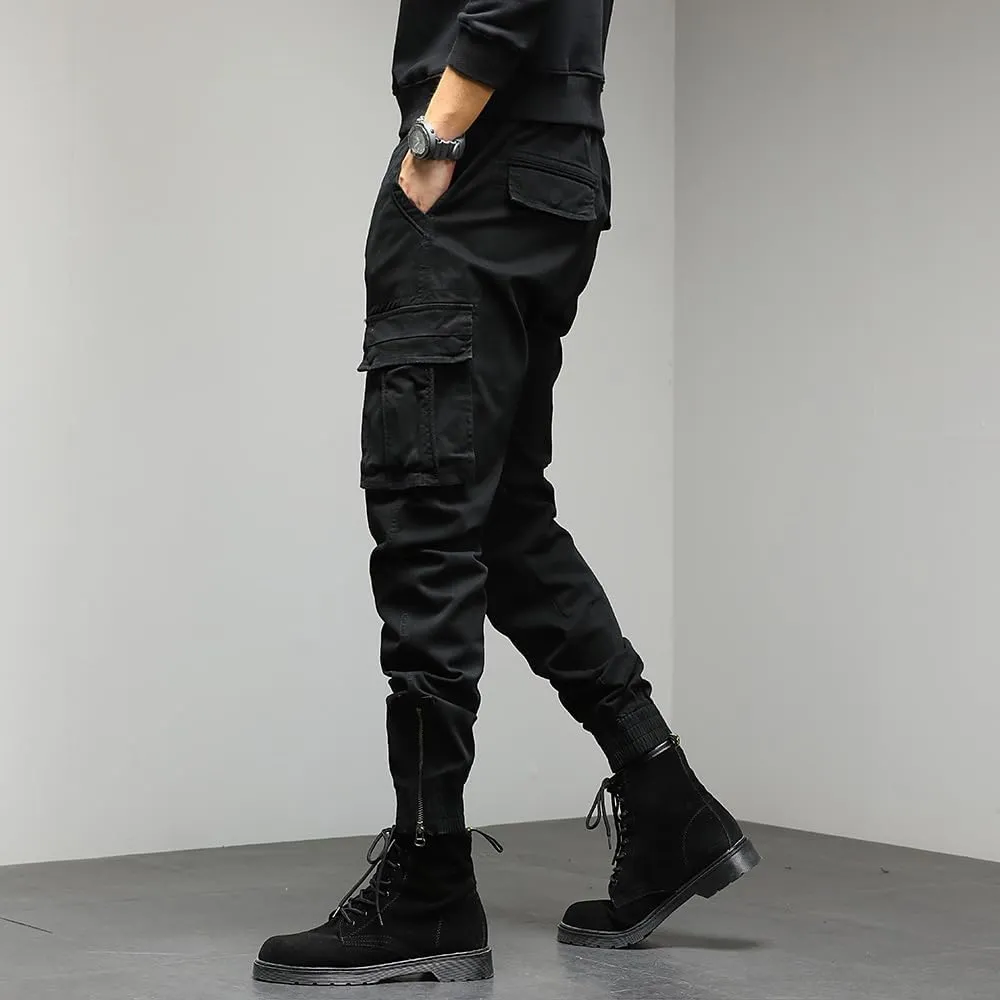 Men's Regular Fit Cargo Pants Drawstring Cotton Multi Pockets Tactical Pants