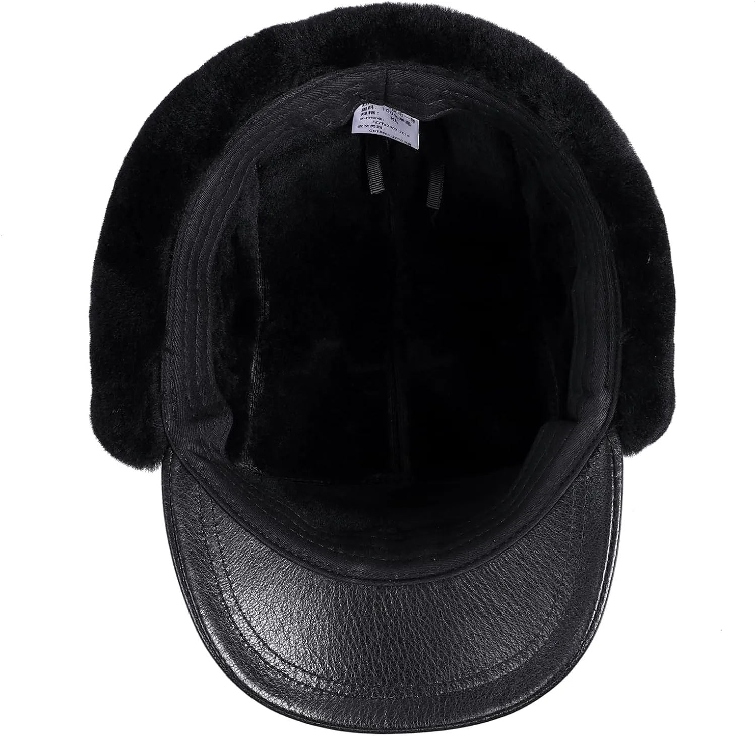 Mens Shearling Sheepskin Leather Aviator Russian Ushanka Trapper Peaked Winter Fur Hat