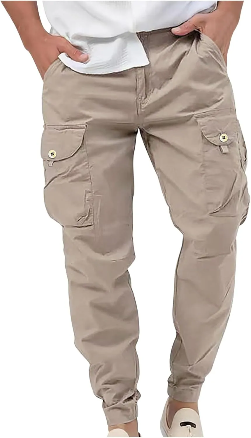 Men's Waterproof Hiking Pants Slim Fit Lightweight Cargo Joggers Stretch Quick Dry Outdoor Pants with Pockets