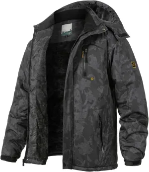 Men's Winter Ski Jacket Warm Fleece Waterproof Outdoor Mountain Hiking Windbreaker Hooded Snow Rain Coat