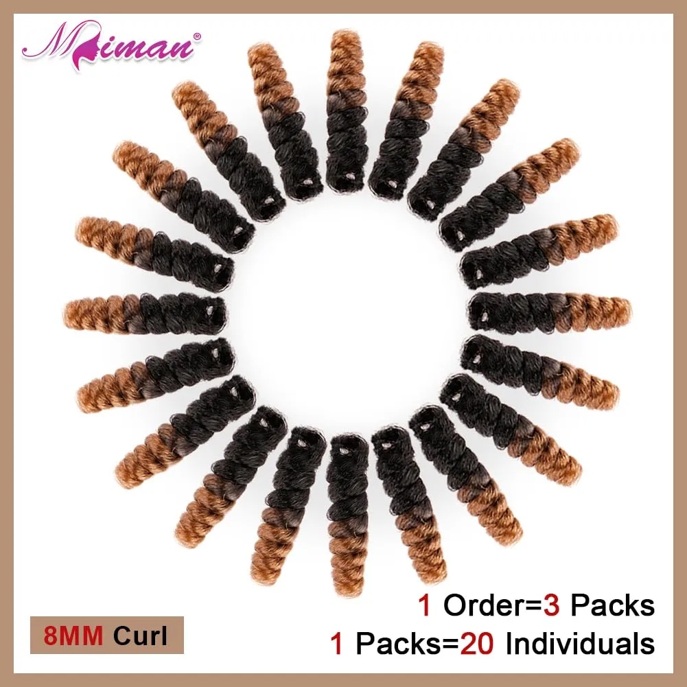 MIMAN 3 Packs 10 Inch Short Curly Crochet Hair for Black Women 8MM Spiral Curls Crochet Braids Synthetic Hair Extensions for Women DIY Mohawk Afro Braided Hairstyle (Black to Brown)