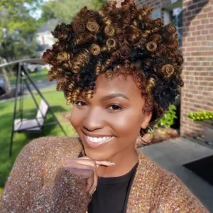 MIMAN 3 Packs 10 Inch Short Curly Crochet Hair for Black Women 8MM Spiral Curls Crochet Braids Synthetic Hair Extensions for Women DIY Mohawk Afro Braided Hairstyle (Black to Brown)