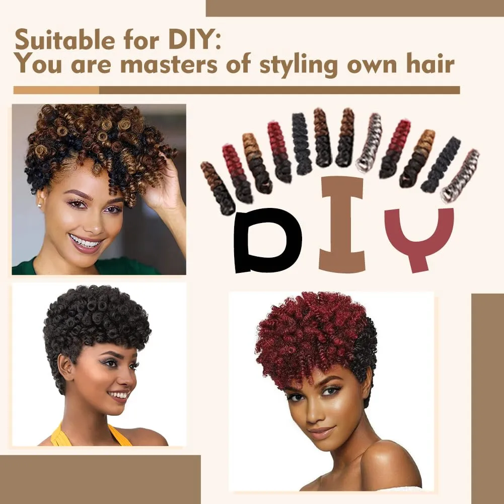 MIMAN 3 Packs 10 Inch Short Curly Crochet Hair for Black Women 8MM Spiral Curls Crochet Braids Synthetic Hair Extensions for Women DIY Mohawk Afro Braided Hairstyle (Black to Brown)