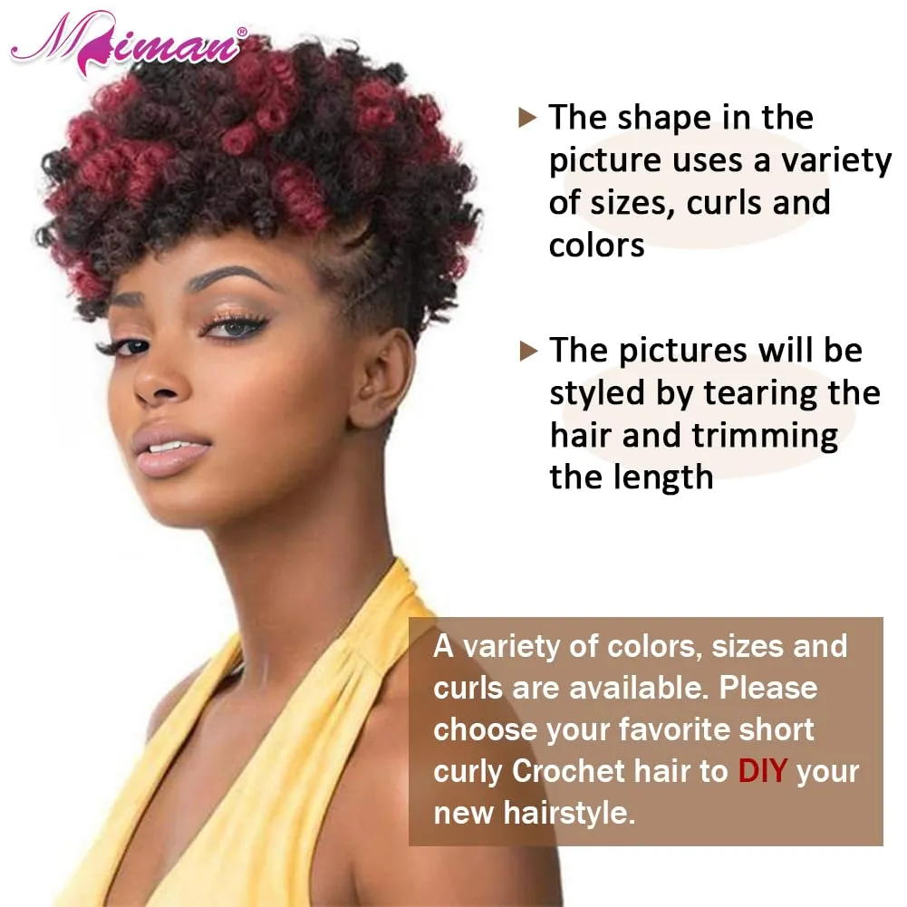 MIMAN 5 Packs 10 Inch Short Crochet Braiding Crochet Hair Braids for Women Synthetic Braiding Hair Extensions Black to Red (#1B/BUG)