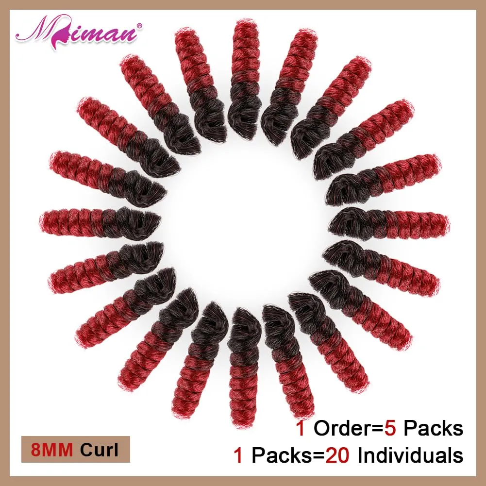 MIMAN 5 Packs 10 Inch Short Crochet Braiding Crochet Hair Braids for Women Synthetic Braiding Hair Extensions Black to Red (#1B/BUG)
