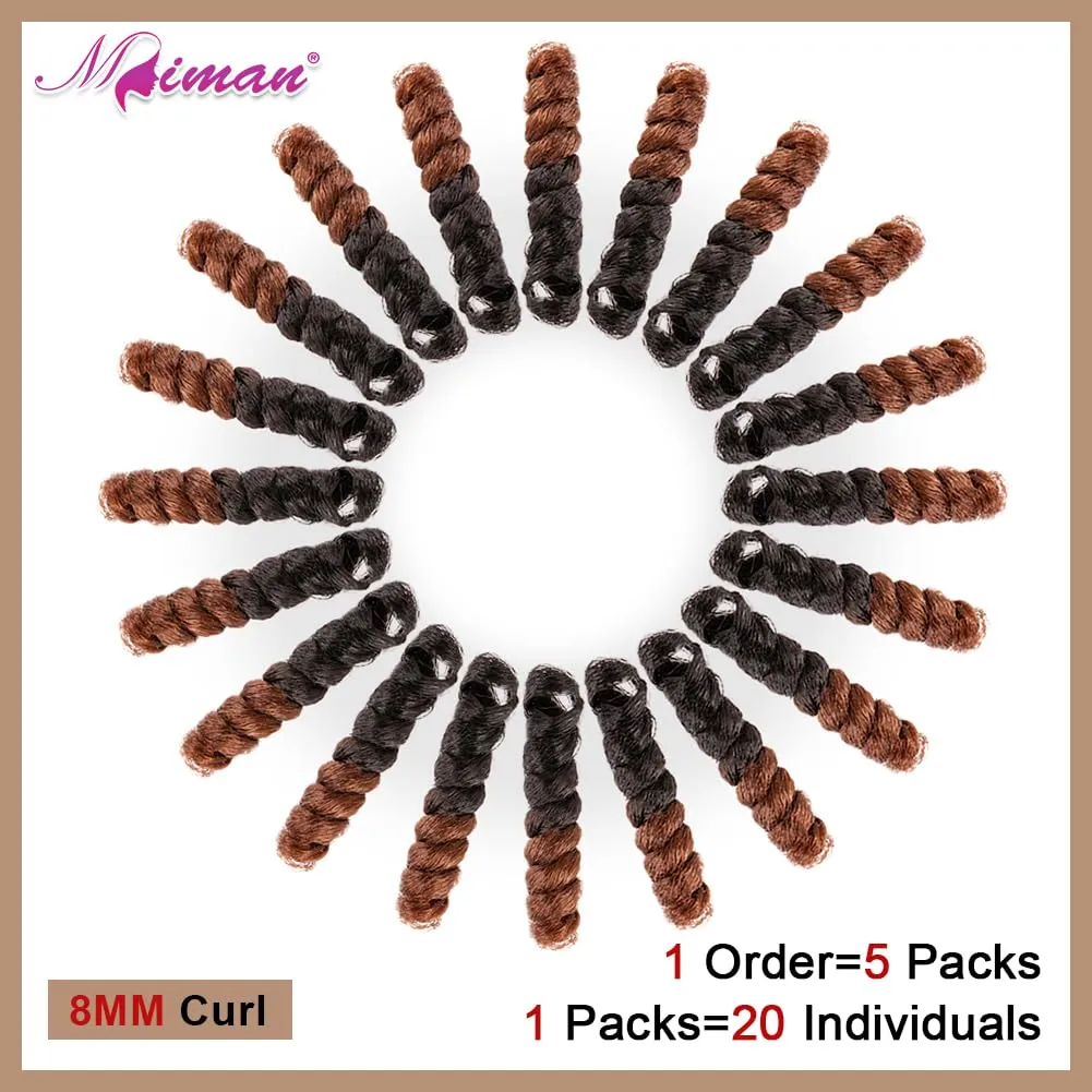 MIMAN 5 Packs 10 Inch Short Crochet Hair Braiding 8MM Curly Crochet Braids Synthetic Hair Extensions for Women DIY Mohawk Afro Braided Hairstyle (Black to Brown #1B/30)