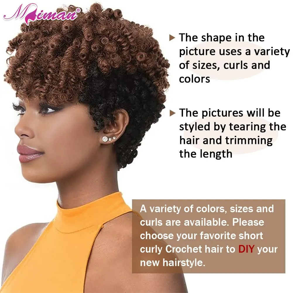 MIMAN 5 Packs 10 Inch Short Crochet Hair Braiding 8MM Curly Crochet Braids Synthetic Hair Extensions for Women DIY Mohawk Afro Braided Hairstyle (Black to Brown #1B/30)
