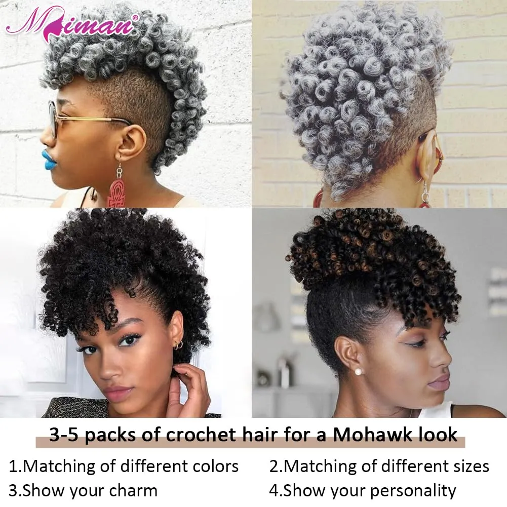 MIMAN 5 Packs 10 Inch Short Crochet Hair Braiding 8MM Curly Crochet Braids Synthetic Hair Extensions for Women DIY Mohawk Afro Braided Hairstyle (Black to Brown #1B/30)