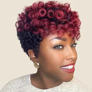 MIMAN 5 Packs 10 Inch Short Crochet Hair Braids for Black Women 12MM Curly Burgundy Synthetic Crochet Hair Extensions for Women DIY Mohawk Afro Braided Hairstyle (Black to Red)