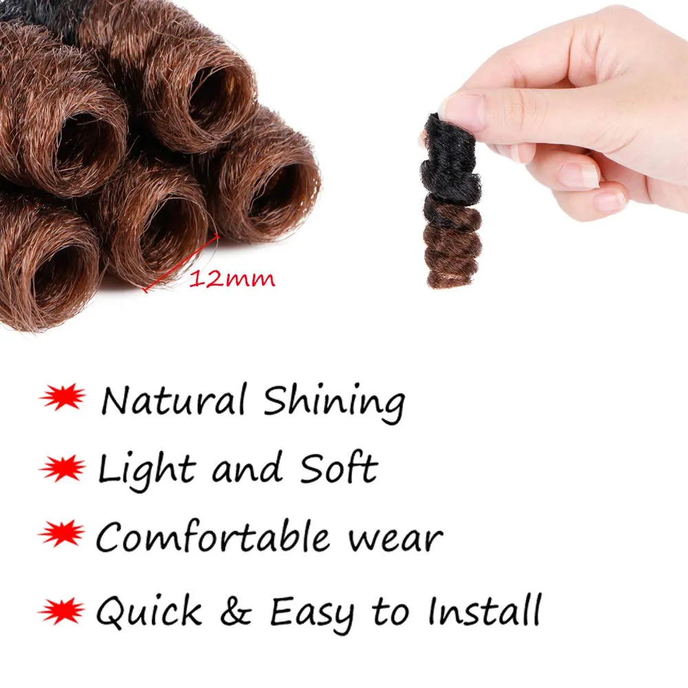 MIMAN 5 Packs 10 Inch Short Curly Crochet Hair Braids for Black Women 12MM Spiral Curls Synthetic Crochet Braiding Hair Extensions for Women DIY Mohawk Afro Braided Hairstyle (Black to Brown #1B/30)