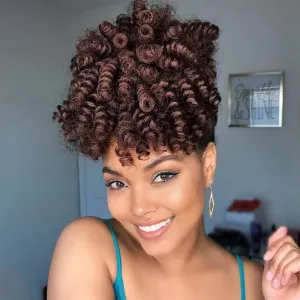 MIMAN 5 Packs 10 Inch Short Curly Crochet Hair Braids for Black Women 12MM Spiral Curls Synthetic Crochet Braiding Hair Extensions for Women DIY Mohawk Afro Braided Hairstyle (Black to Brown #1B/30)