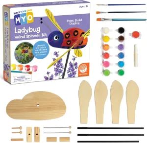 MindWare Make Your Own Ladybug Wind Spinner Wood Craft Kit - Build & Decorate for Ages 8 & Up