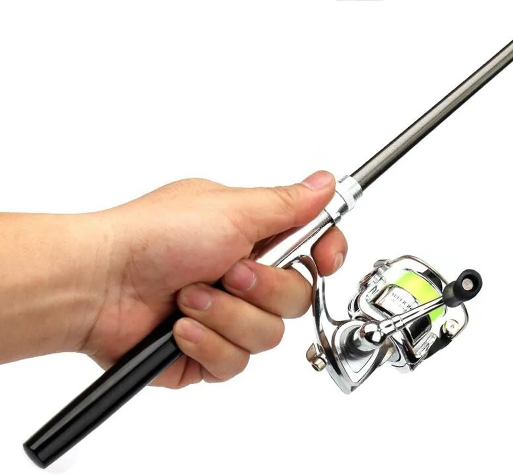 Mini Fishing Rod Pen Portable Telescopic carbon Fishing Pole Travel Pocket Sea Rods   Spinning Fishing Reel,1M/1.4M