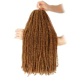 Mini Passion Twist Crochet Hair for Black Women-18 Inches 6 Packs Pure Blonde Pre Twisted Elastic and Cuttable Hair Extensions,Braided by Soft Synthetic Twist Bohemian Curl(18"-6P,27#)