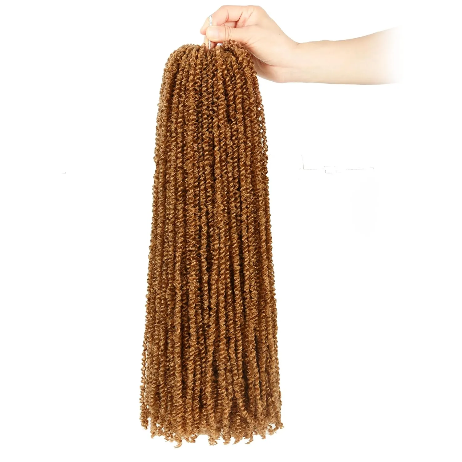 Mini Passion Twist Crochet Hair for Black Women-18 Inches 6 Packs Pure Blonde Pre Twisted Elastic and Cuttable Hair Extensions,Braided by Soft Synthetic Twist Bohemian Curl(18"-6P,27#)