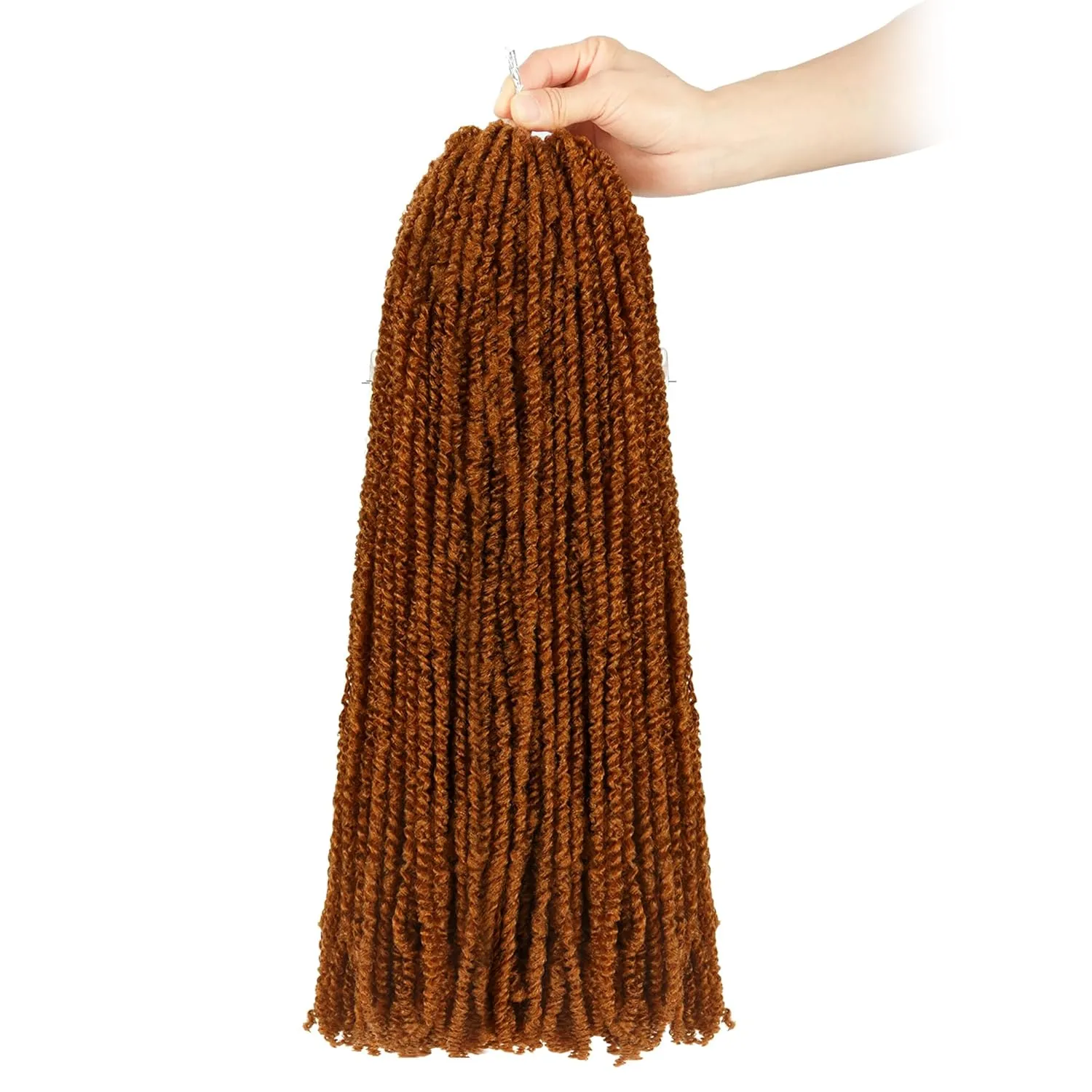 Mini Passion Twist Crochet Hair for Black Women-18 Inches 6 Packs Pure Brown Pre Twisted Elastic and Cuttable Hair Extensions,Braided by Soft Synthetic Twist Bohemian Curl(18"-6P,30#)