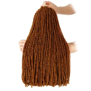 Mini Passion Twist Crochet Hair for Black Women-18 Inches 6 Packs Pure Brown Pre Twisted Elastic and Cuttable Hair Extensions,Braided by Soft Synthetic Twist Bohemian Curl(18"-6P,30#)
