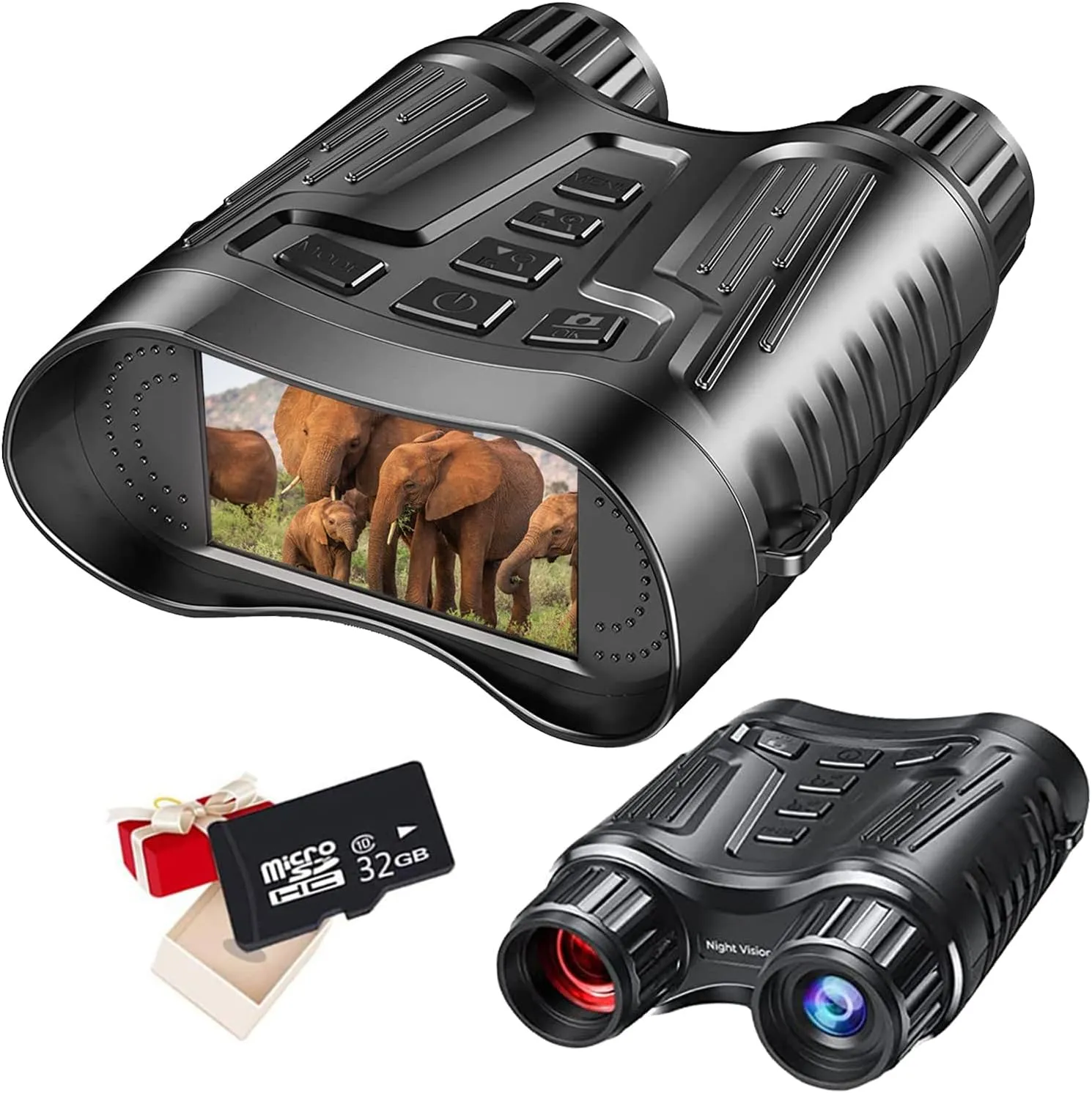 Mini Portable 4K Night Vision for Adults Hunting 100% Darkness, 984ft Night Vision Binoculars with 4K Video, 3.2'' Large Screen Night Vision for Hunting Camping Security, 32GB SD Card
