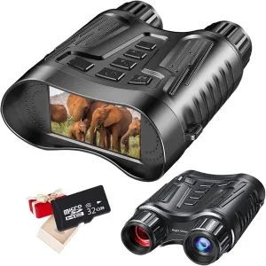 Mini Portable 4K Night Vision for Adults Hunting 100% Darkness, 984ft Night Vision Binoculars with 4K Video, 3.2'' Large Screen Night Vision for Hunting Camping Security, 32GB SD Card