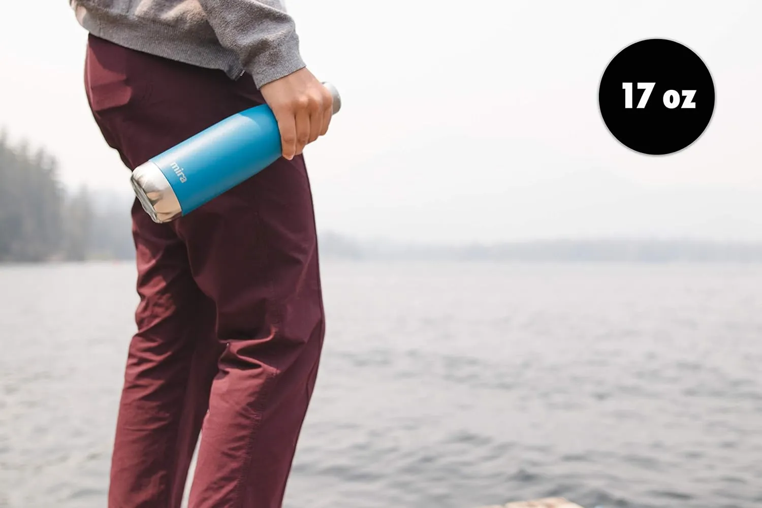 MIRA 17 oz Insulated Water Bottle - Stainless Steel Cola Shape Thermos - Double Wall Hot & Cold Flask (24Hr Cold/12Hr Hot) - Iris