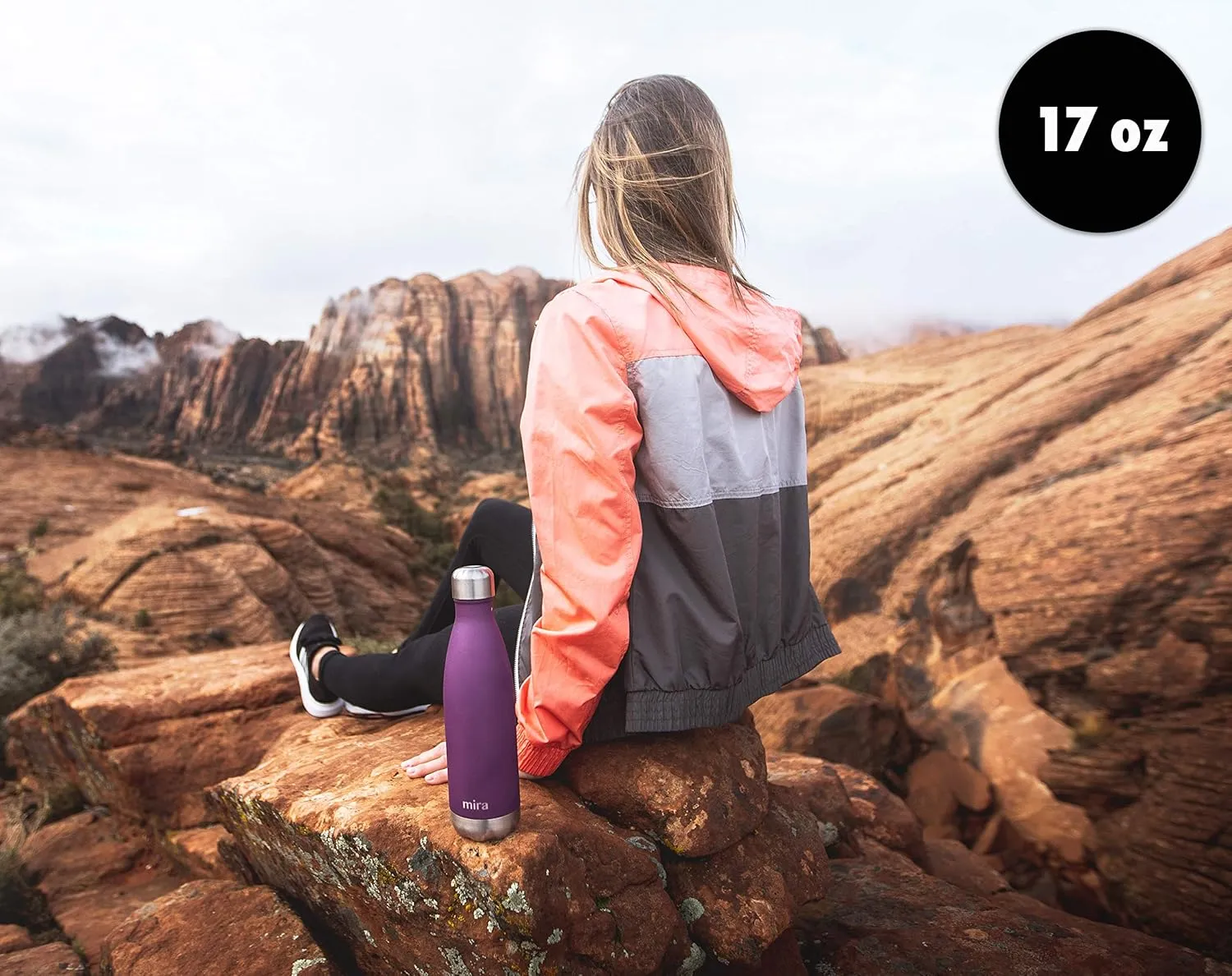 MIRA 17 oz Insulated Water Bottle - Stainless Steel Cola Shape Thermos - Double Wall Hot & Cold Flask (24Hr Cold/12Hr Hot) - Iris