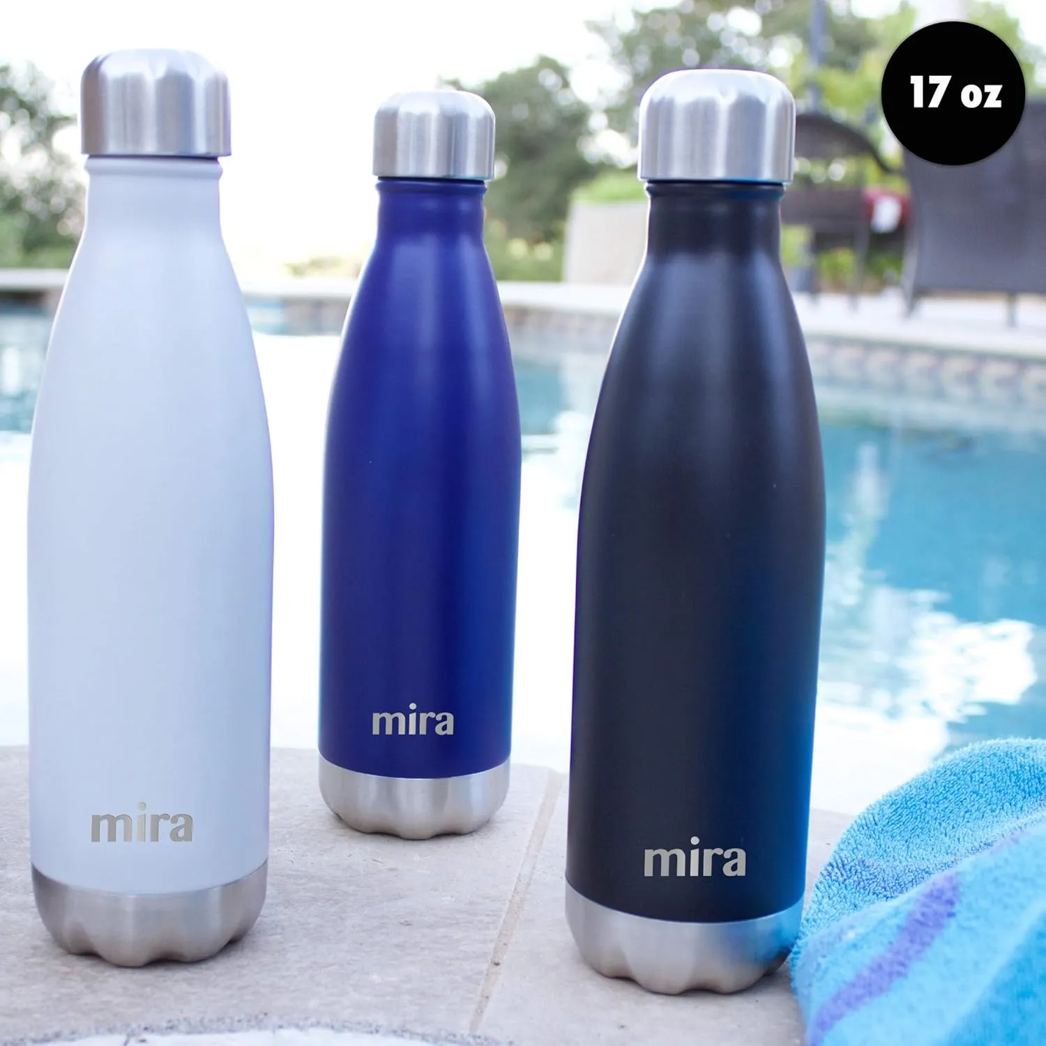 MIRA 17 oz Insulated Water Bottle - Stainless Steel Cola Shape Thermos - Double Wall Hot & Cold Flask (24Hr Cold/12Hr Hot) - Iris