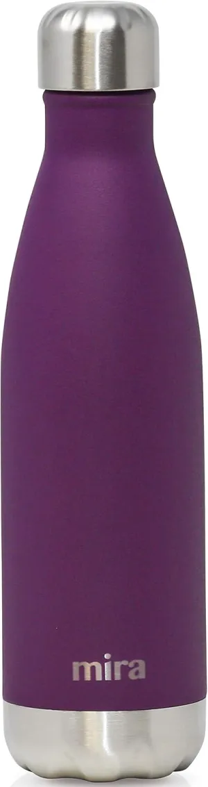 MIRA 17 oz Insulated Water Bottle - Stainless Steel Cola Shape Thermos - Double Wall Hot & Cold Flask (24Hr Cold/12Hr Hot) - Iris
