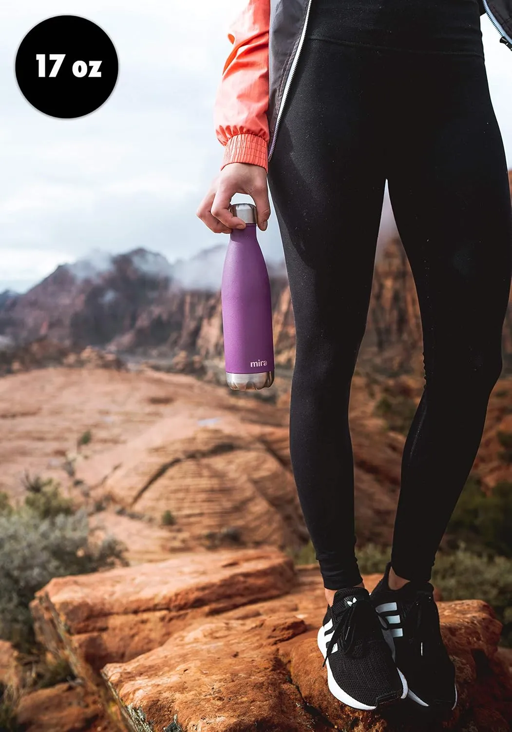MIRA 17 oz Insulated Water Bottle - Stainless Steel Cola Shape Thermos - Double Wall Hot & Cold Flask (24Hr Cold/12Hr Hot) - Iris