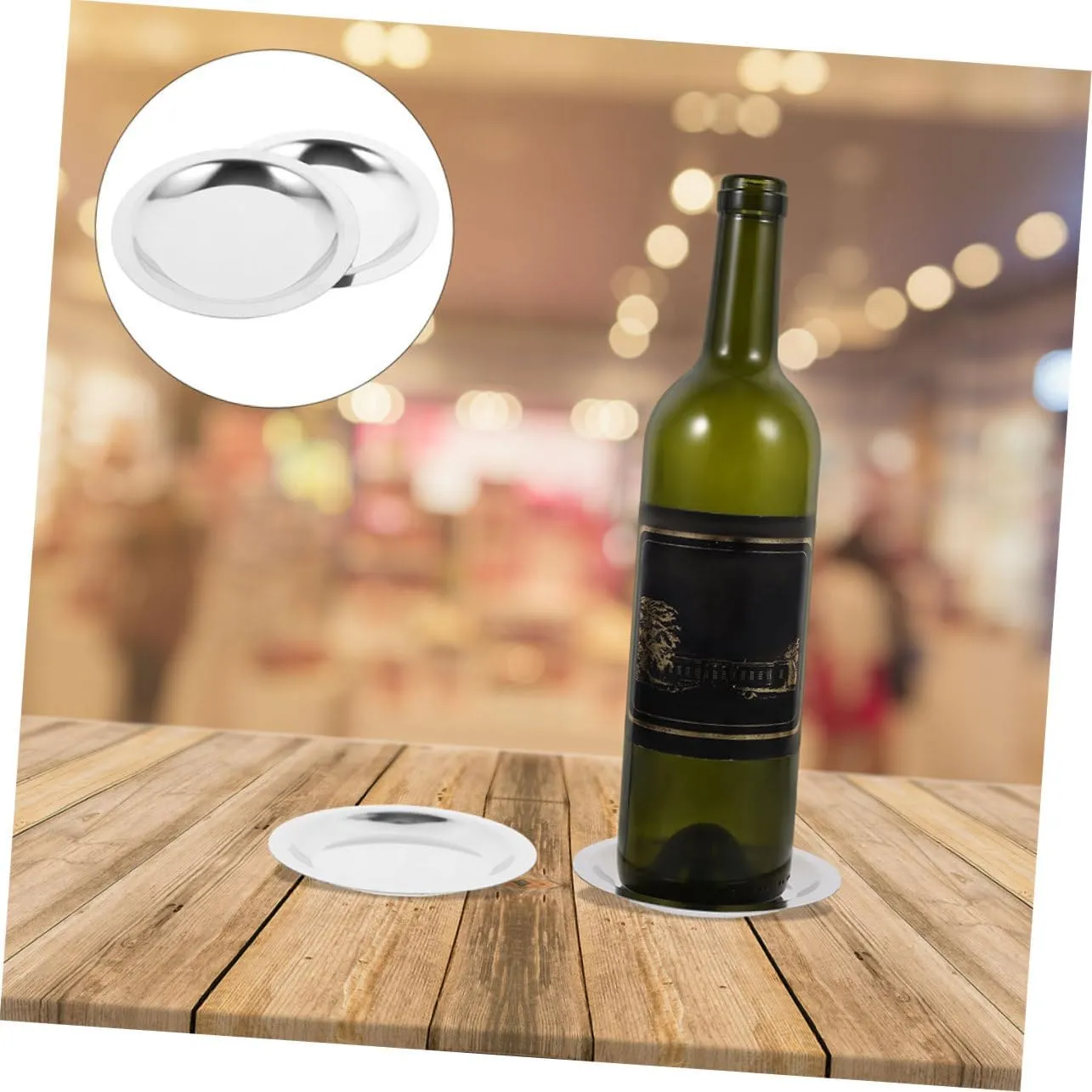 Mobestech Stainless Steel Wine Coaster Heat Resistant Table Pad for Wine Cups Elegant Design for Home Kitchen Shops and Hotels