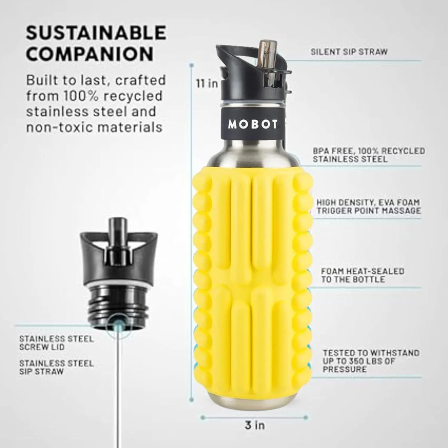 MOBOT G-Lemon Unisex Adult Relaxing Sports Bottle, Lemon, 0.7 L