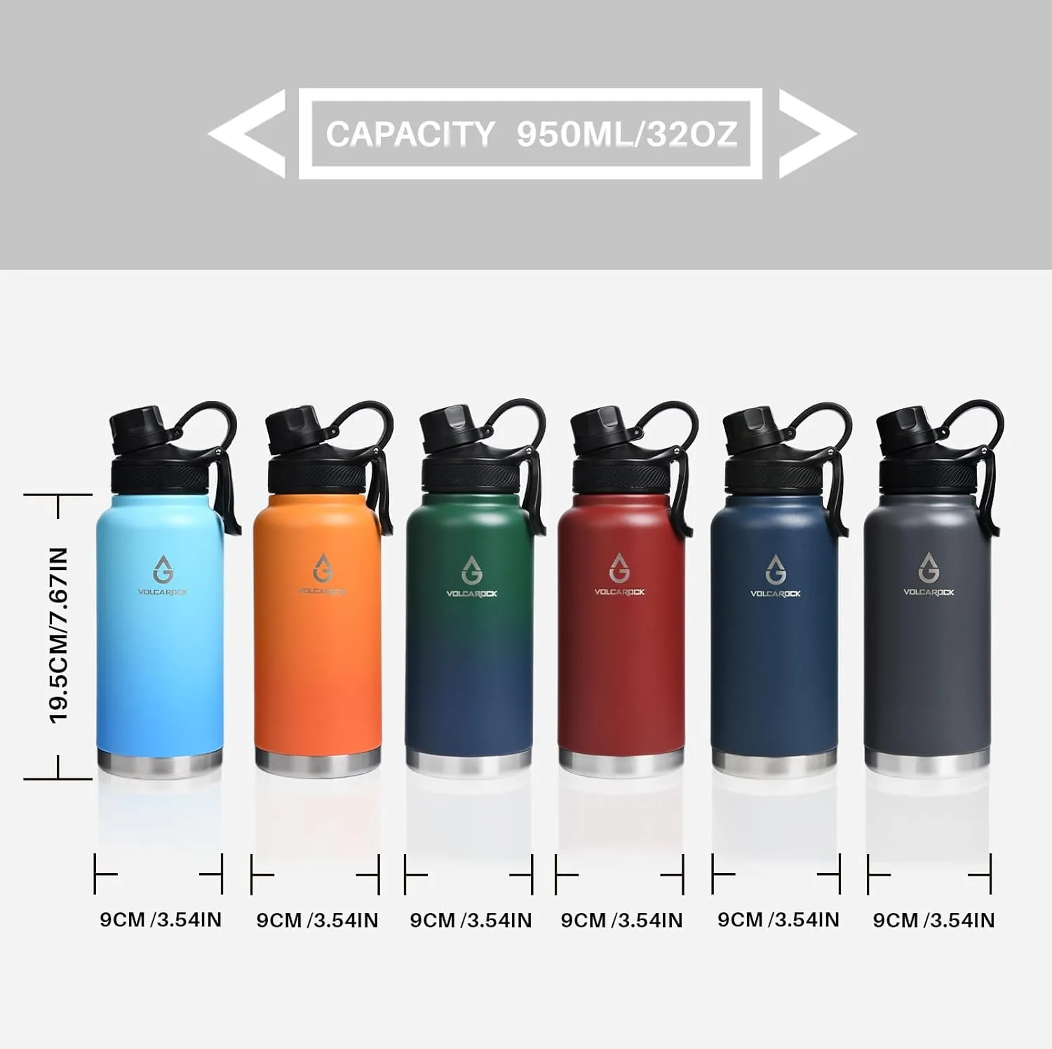 Modern Water Bottle with Straw Lid Dustproof, 3 Lids Vacuum Insulated Stainless Steel Metal Thermos, Reusable Leak Proof BPA-Free Flask for Gym, Travel, Sports-32 Oz Gradient Blue