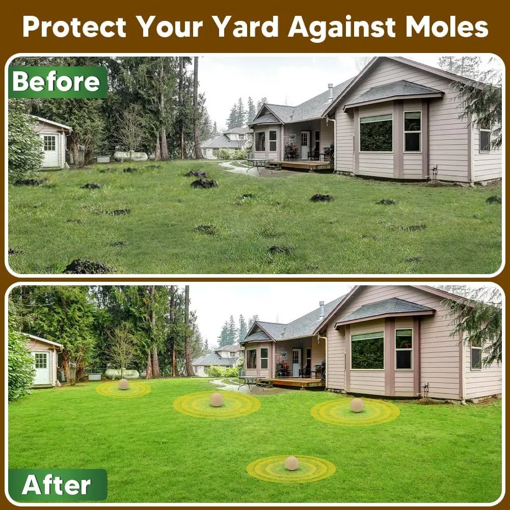 Mole Repellent, Gopher Repellent, Vole Repellant Outdoor, Moles Deterrent for Lawn, Mole Control, Groundhog Repellents, Garden Armadillo Repellant, Keep Mole and Vole Out of Your Yard-8P