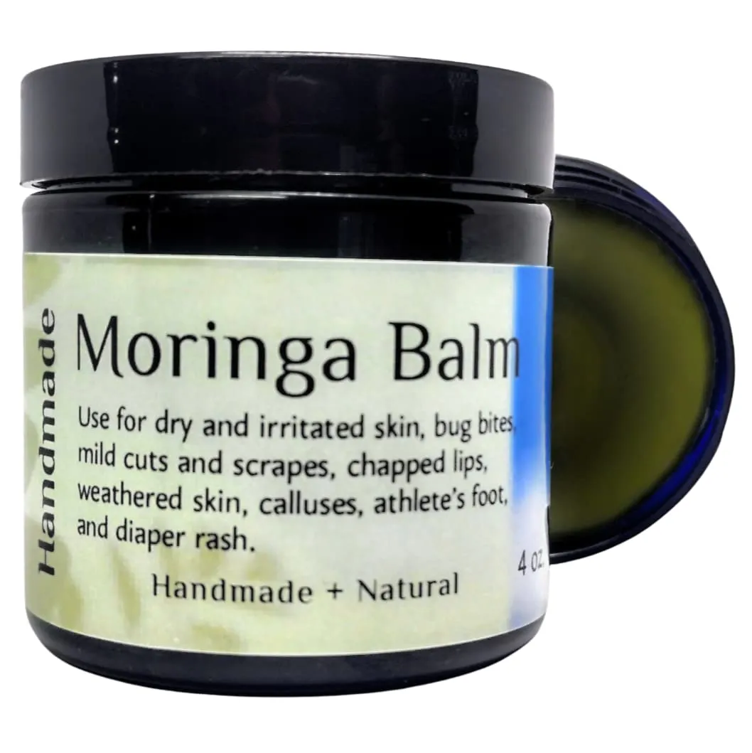 Moringa Balm 4oz, Multi-Use, Unscented, All-Natural, Eczema, Diaper Rash, Psoraisis, Anti Itch Cream, Dermatitis, Cutical Care, Dry Hands