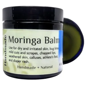 Moringa Balm 4oz, Multi-Use, Unscented, All-Natural, Eczema, Diaper Rash, Psoraisis, Anti Itch Cream, Dermatitis, Cutical Care, Dry Hands