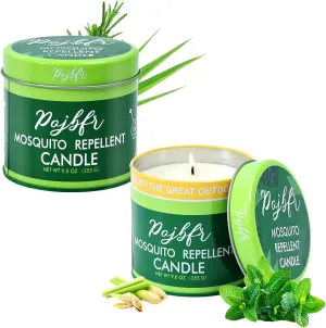 Mosquito Bug Repellent Candles for Outdoor Patio,2 Pack x 9oz Citronella Candles Outdoor Large, DEET Free Bug Control with 5 Essential Oils, 30-Hour Burn Time for Patio, Backyard, Summer Camping