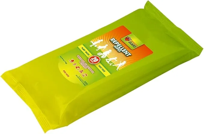 Mosquito Guard Mosquito Repellent Wipes Travel - DEET Free 20 Bug Wipes Repellent Individually Wrapped - Travel Size Mosquito Repellent For Patio - Camping Bug Repellent Wipes - Insect Repellent Wipes