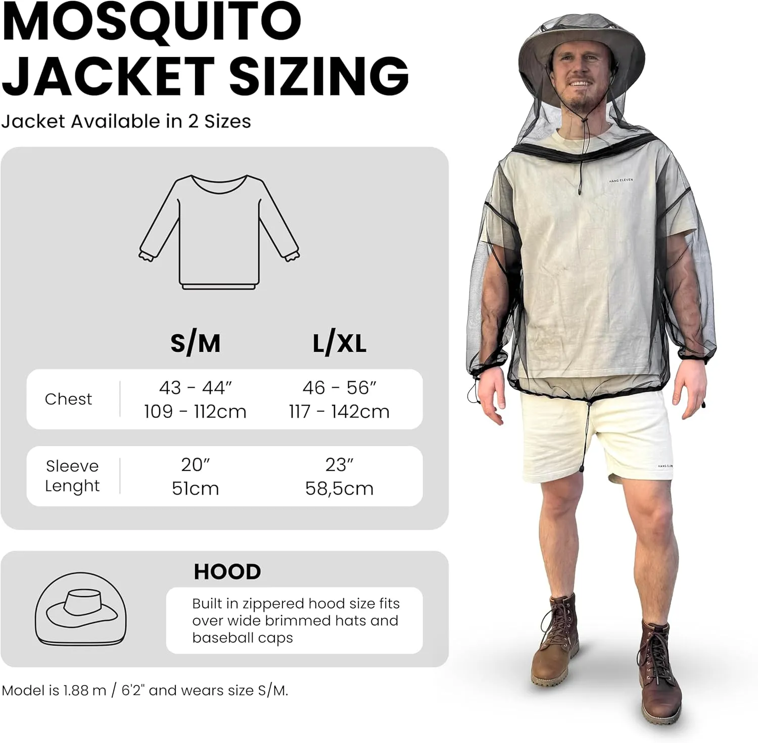 Mosquito Net Jacket for Mosquitoes & Bug Protection - Outdoor Insect Netting Resistent Clothes