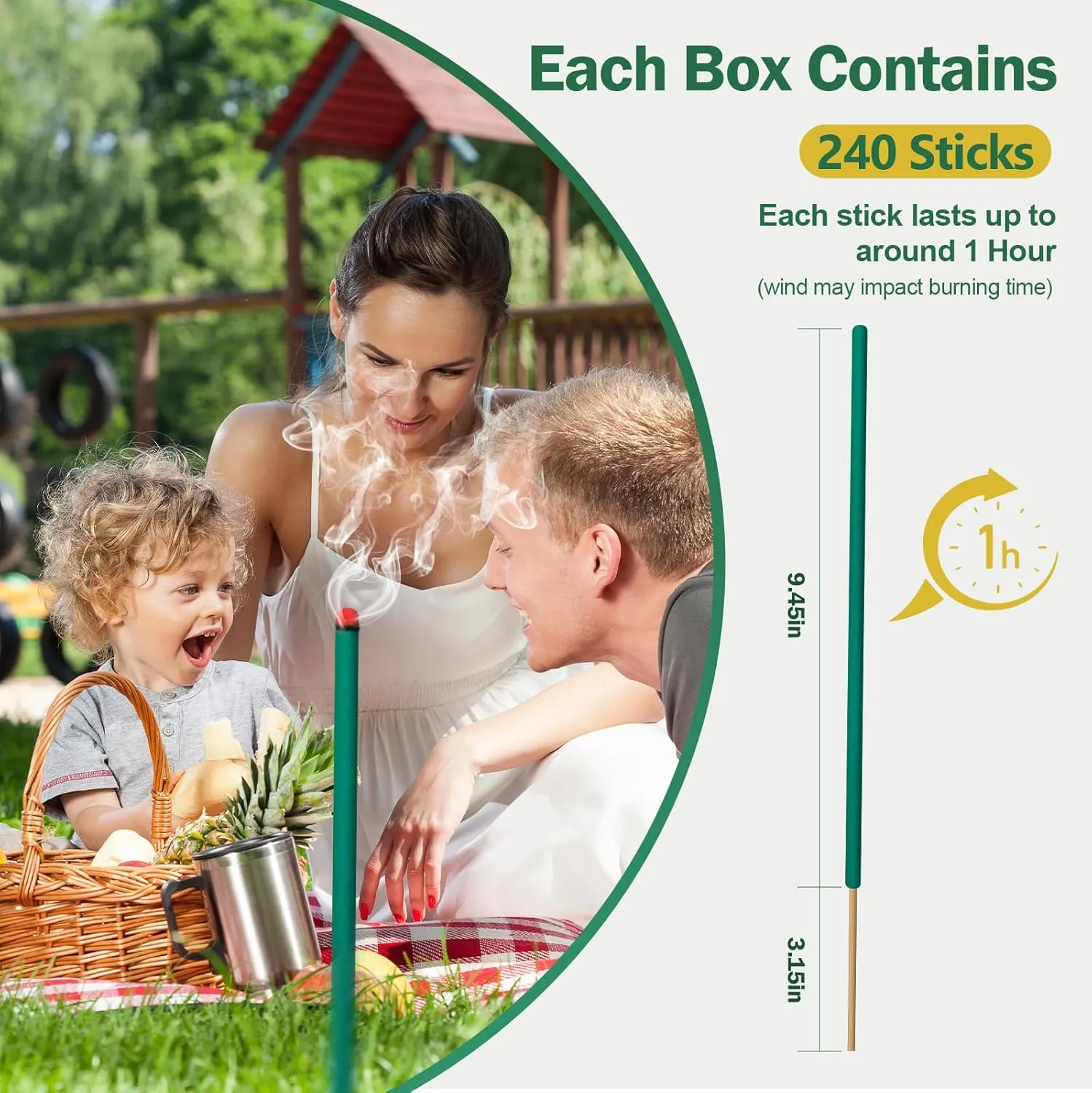 Mosquito Repellent Outdoor 240 Pcs Natural Citronella Oil Mosquito Incense Sticks Organic Mosquito Barrier Mosquito Repeller for Backyard Patio Travel Camping Indoors Gnat Mosquito Control