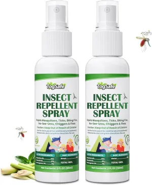 Mosquito Repellent Spray - Plant-Based Natural Insect Repellent Spray with Essential Oils, DEET-Free, Long-Lasting Protection (2 Fl Oz, 2 Pack)