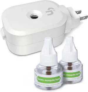 Mosquito Repeller, Electronic Mosquito Repellent Plug in Indoor Use, Includes 2-Pack 280 Hr Repellent Refills, No Candles or Flames, DEET-Free, for Home, Bedroom, Office, Kitchen (White)