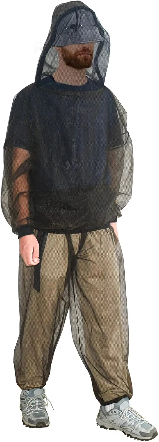 Mosquito Suit - Net Pants & Jacket with Hood - Mesh Bug Suit for Outdoor Protection from Flies, Gnats, No-See-Ums & Midges - Mosquito Clothing for Men & Women with Carrybag, XL Size